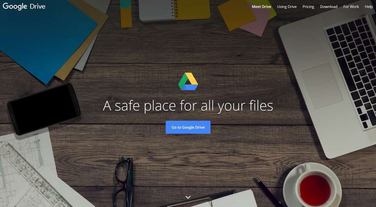Screenshot of Google Drive, a software system that allows for file sharing and storage. Free.