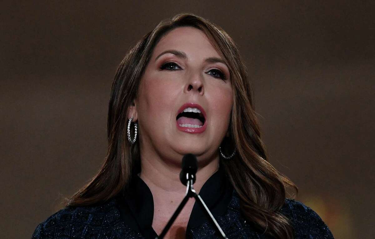In this file photo taken on August 24, 2020, Republican National Committee Chair Ronna McDaniel speaks during the first day of the Republican convention, at the Mellon auditorium in Washington, D.C.