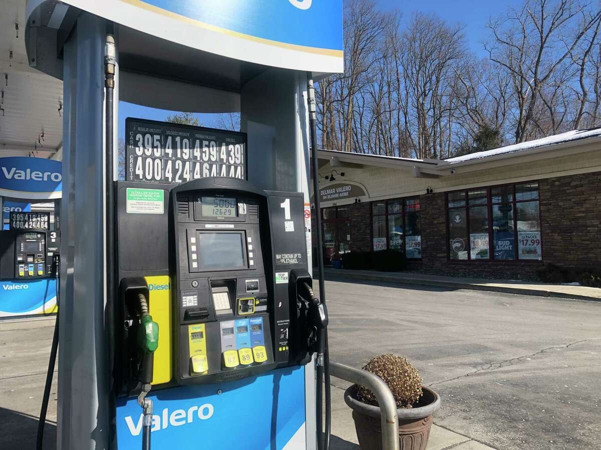 Regular gas was being sold for $4 a gallon at the Valero in Delmar on Thursday ($3.95 using cash) as gas prices have jumped in the Capital Region due to Russia's invasion of Ukraine.