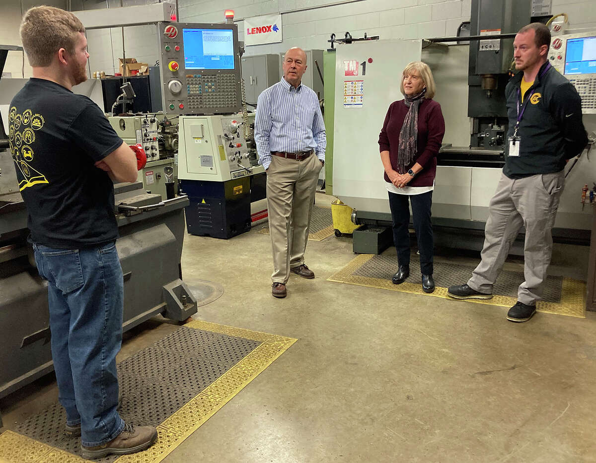 Doug and Marilyn Huber visit the Collinsville Area Vocational Center (CAVC) to get a more hands-on look at what the students do.