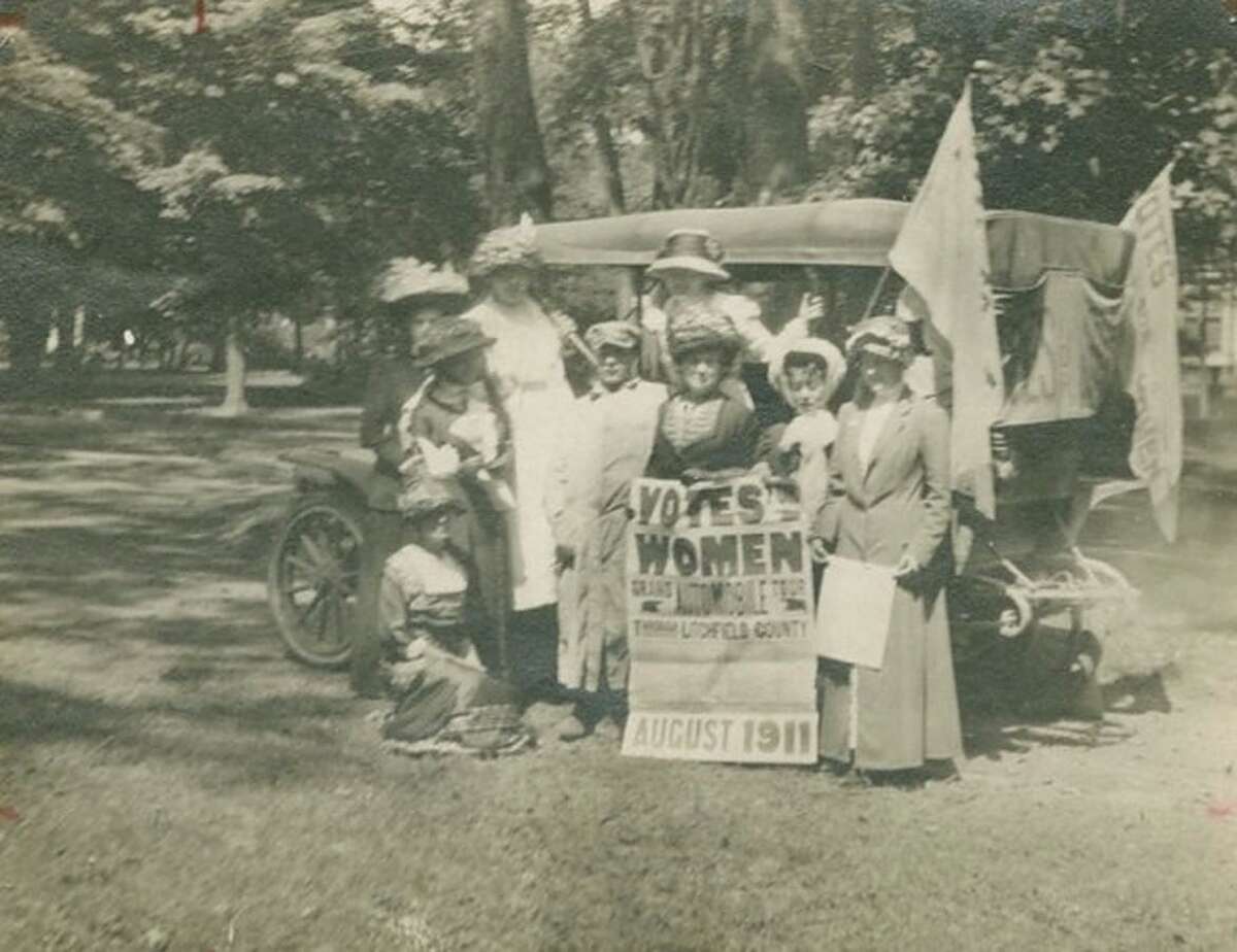 Connecticut Woman Suffrage Association’s Grand Automobile Tour in Litchfield County in August 1911.