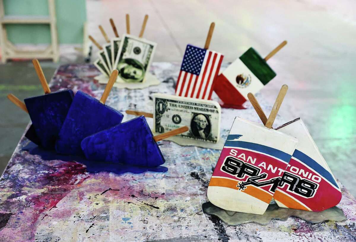 Artist David Blancas has created maquettes for some fresh ideas he’s working on for his series of paleta pieces, including one exploring Mexican American identity and another dedicated to the Spurs.