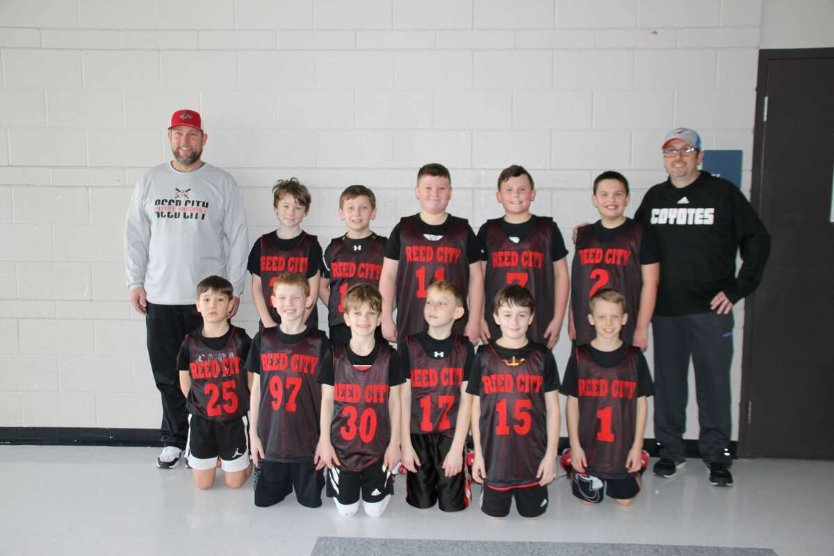 Bottom row-Kaysen Baumgardner, Johnny Quinn, Wyatt Williams, Ethan Hutchinson, Grady Shankel and Carter Grey; top row(standing), Coach Larry Baumgardner, Ashton Choponis, Christian Windquist, Emmitt Carmichael, Bradley Wayne, Kellen Eads, and Coach J.J. Eads (coaches not pictured: Clayton Sims, Scott Shankel, Greg Windquist, Dwight Eads).The team finished with a record of 9-5 and won the Orange bracket of the year end tournament at Manton that took place on Feb. 26. They are scheduled to compete at the Manistee Catholic tournament on the weekend of March 18.