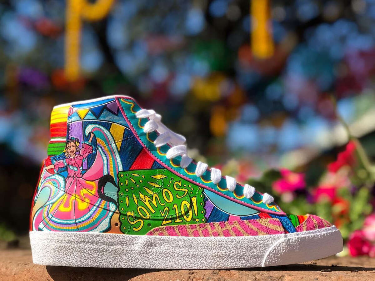 Local artist Dimas Martinez has created two pairs of shoes that scream San Antonio in support of the autism treatment center.  