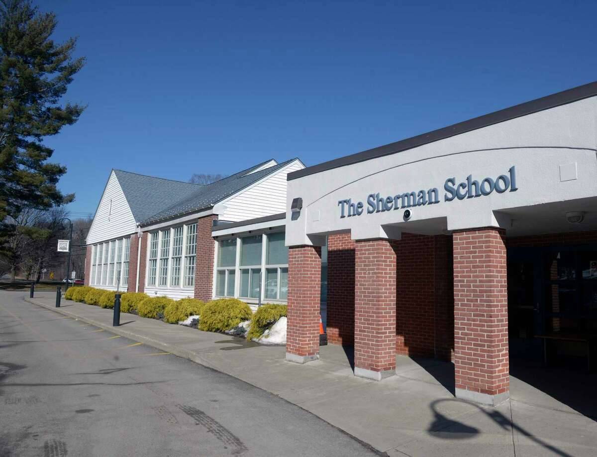 Voters in Sherman have approved about $9.2 million for the education budget — about a 0.92 percent decrease over last year’s budget. Above is the Sherman School on Route 37, the town’s elementary school.