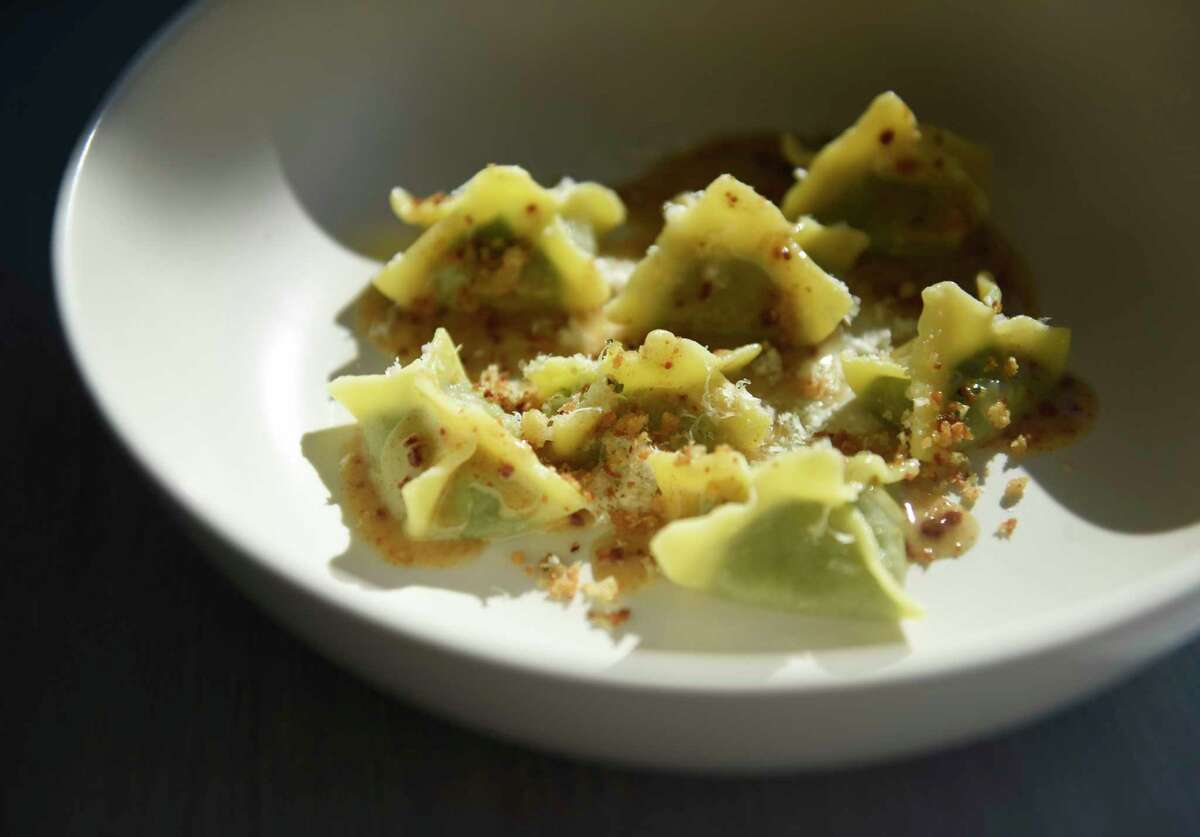 The wild nettle sachetti dish at The Cottage in Greenwich, Conn. Thursday, March 3, 2022. Chef Brian Lewis' restaurant The Cottage is opening a new location in at 49 Greenwich Ave., joining its original in Westport.