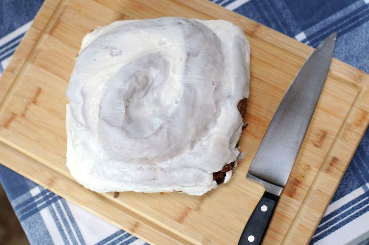 Green Vegetarian Cuisine now sells the famously huge cinnamon rolls from the late Lulu’s Bakery & Cafe.