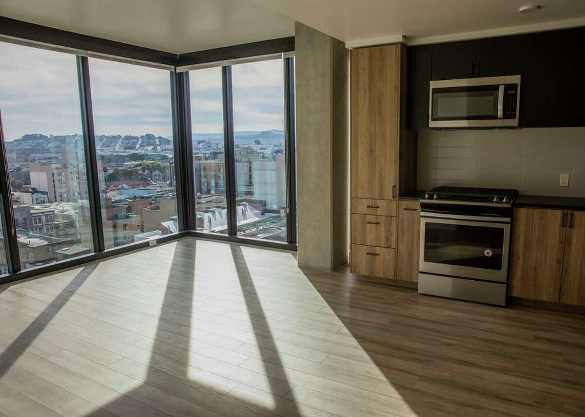The living space inside the George Apartments in downtown San Francisco on Friday, Jan. 14, 2022. Rents increased nearly 16% in the city from February 2021 to February 2022, new data from Apartment List shows.