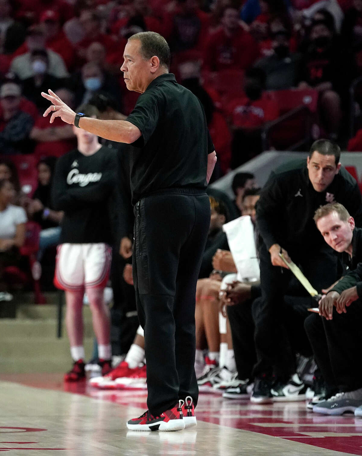 Houston Cougars head coach Kelvin Sampson during the first half of a men's NCAA basketball game at Fertitta Center on the University of Houston campus on Thursday, March 3, 2022 in Houston.