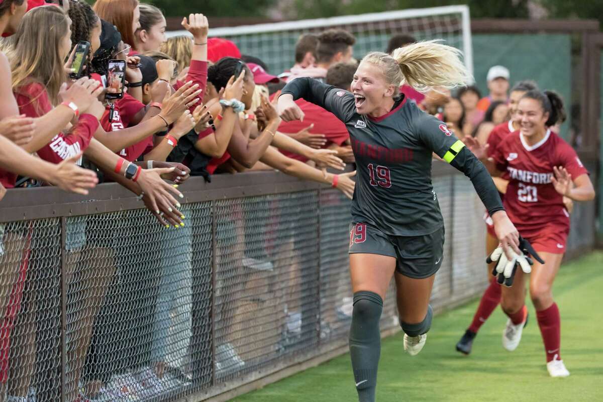 STANFORD, CA - SEPTEMBER 19: Katie Meyer and Fans during a game between Santa Clara and Stanford University at Laird Q. Cagan on September 19, 2021 in Stanford, California.