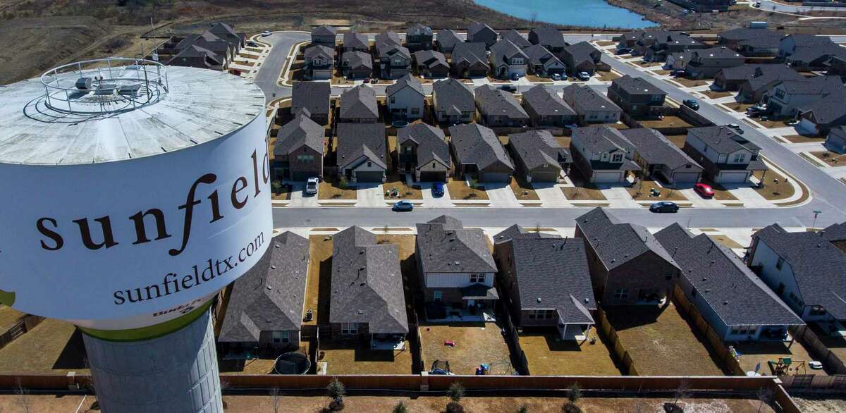 The Sunfield planned community development in Buda is seen Monday, Feb. 28, 2022.
