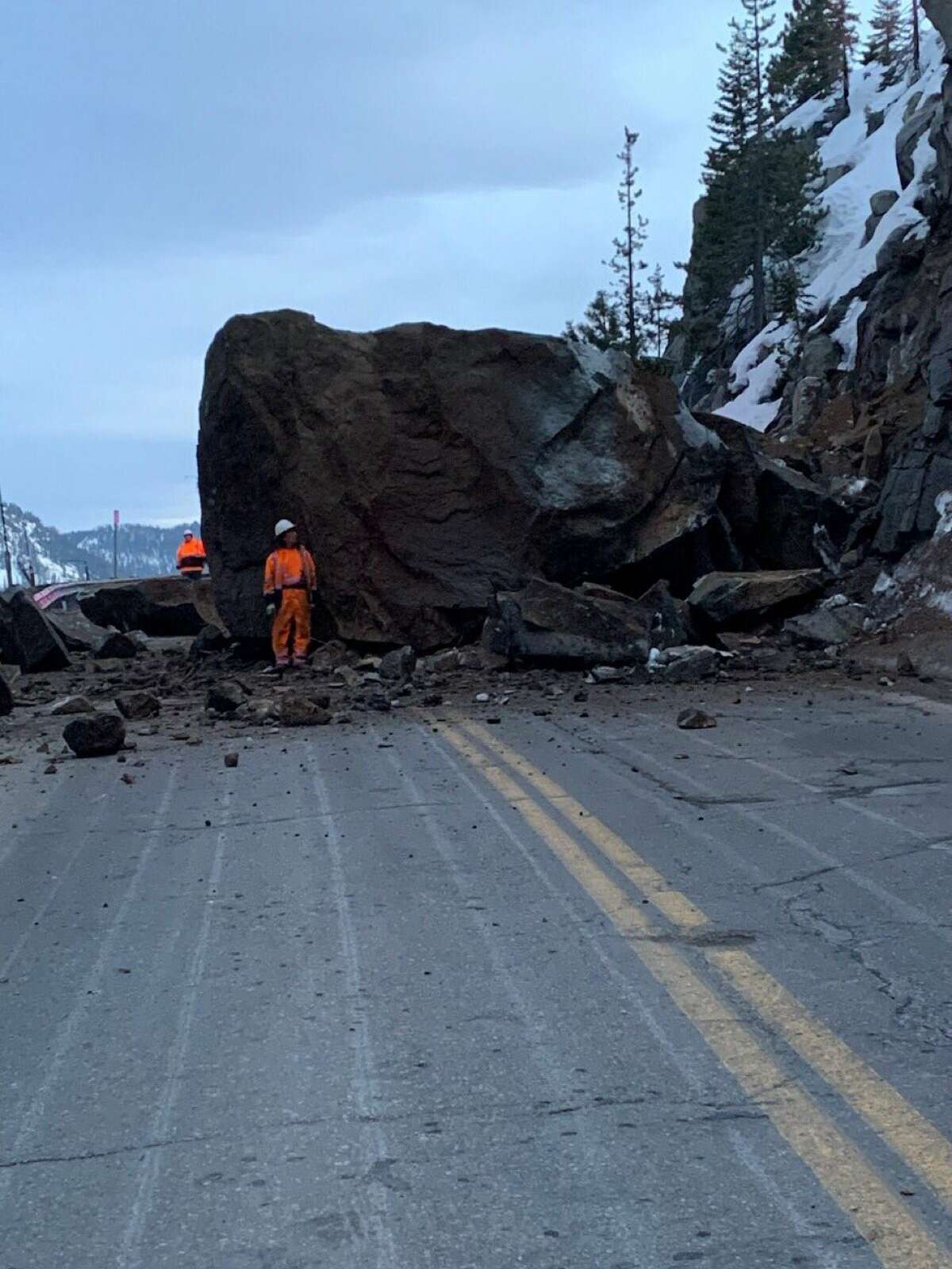 Highway 50 reopens See how crews used explosives to remove the rockslide