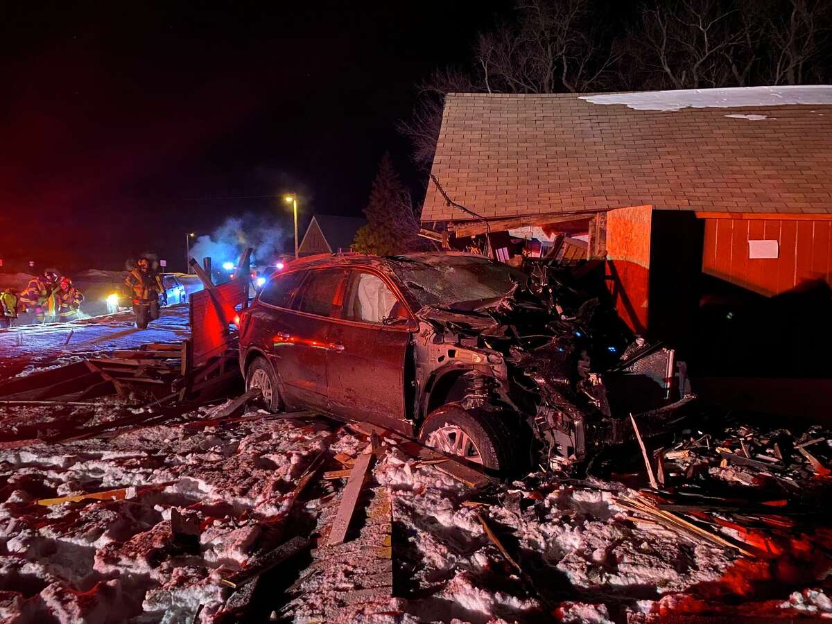 The Michigan State Police said a 47-year-old Midland woman was traveling eastbound on M-32 when she left the roadway and crashed into an abandoned home around 9:30 p.m. on Thursday, March 3, 2022 near Buell Road in ElmiraTownship. 