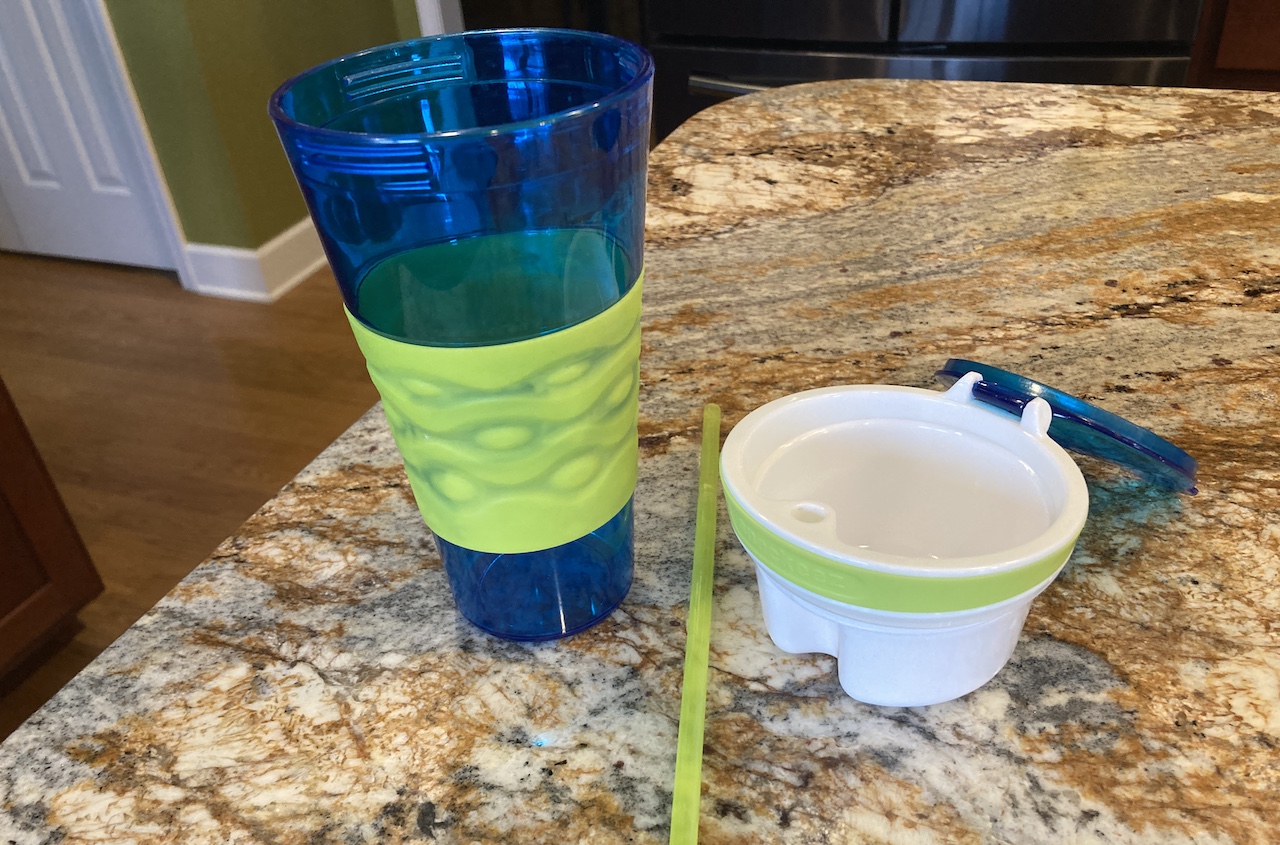 Snackeez 2 In 1 Snack and Drink Cup As Seen On TV Pink/Blue No Straw