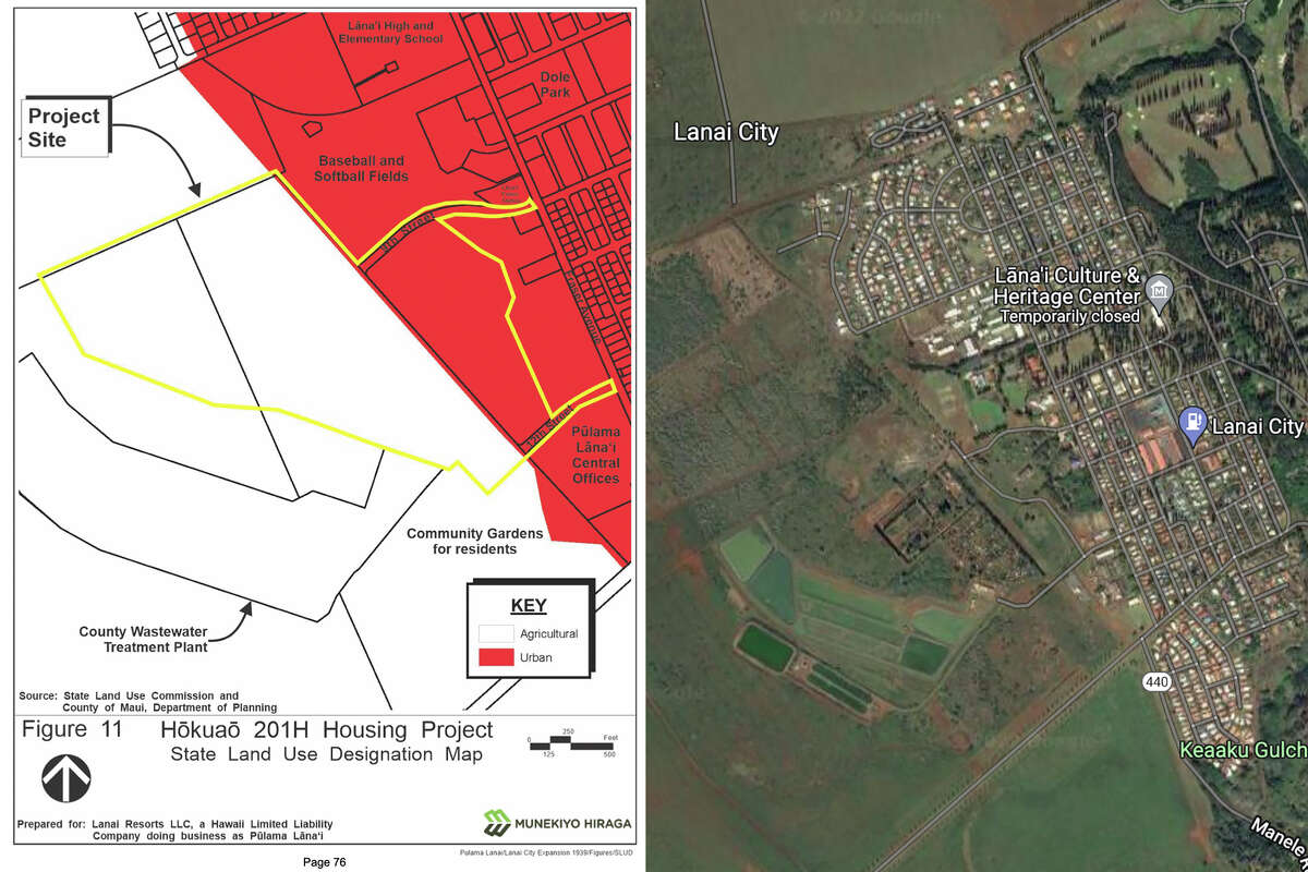 The map shows the project site of Hokuao in relation to the county wastewater treatment facility.