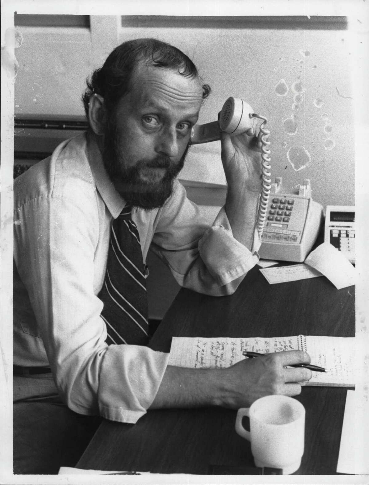 James Flateau, director of public relations, Corrections Dept., Building 2 state campus. August 1, 1984 (Paul Kniskern/Times Union Archive)