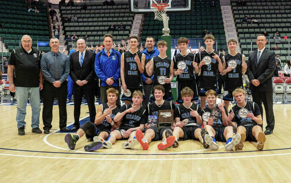 Ichabod Crane after beating Catholic Central for the Section II, Class B title at the Cool Insuring Arena in Glens Falls on Saturday, March 5, 2022. (Jim Franco/Special to the Times Union)
