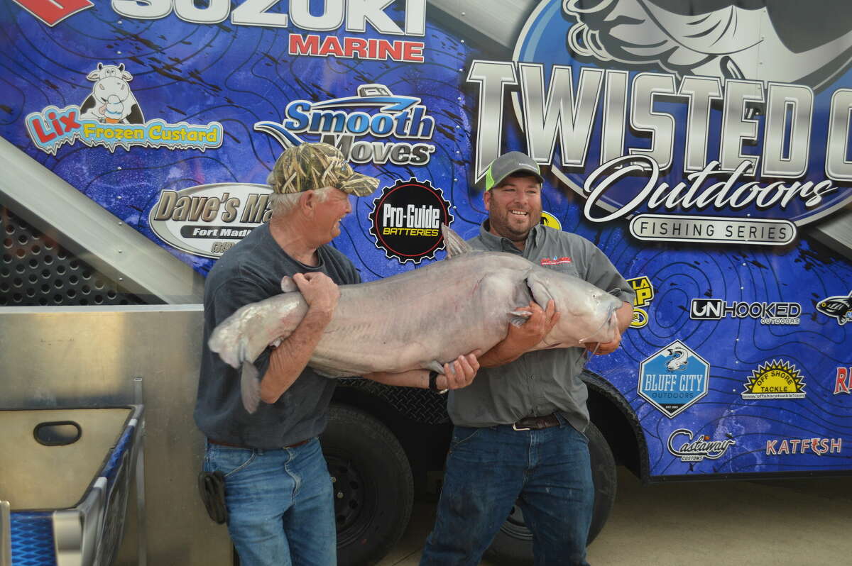 Danny Salfen came in second-place with 141.74 pounds between three catfish. His biggest catch was the pictured 82-pound blue catfish.