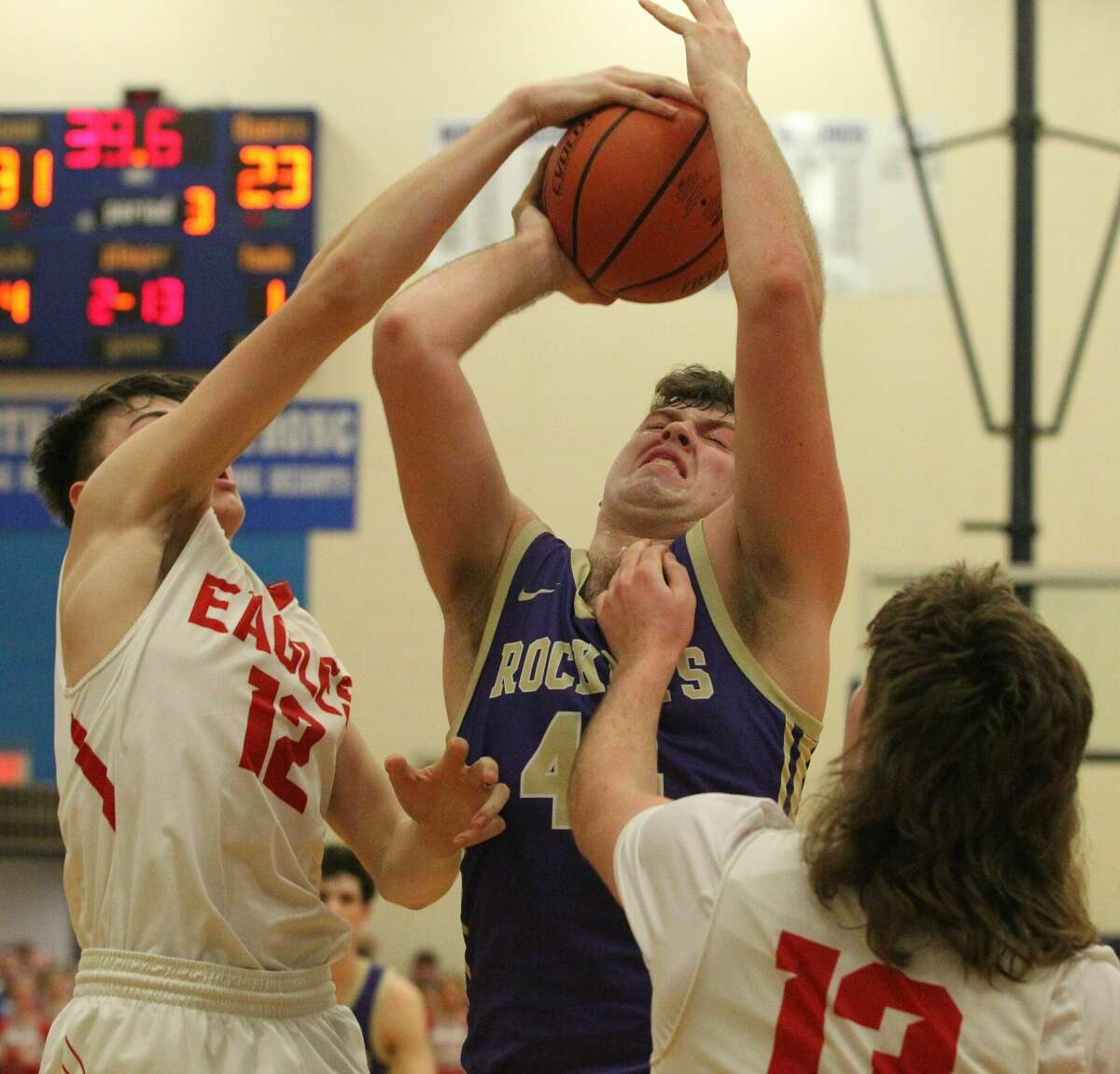 Routt's Gus Abell puts up a shot against Liberty in the championship game of the North Greene Sectional Friday night in White Hall.