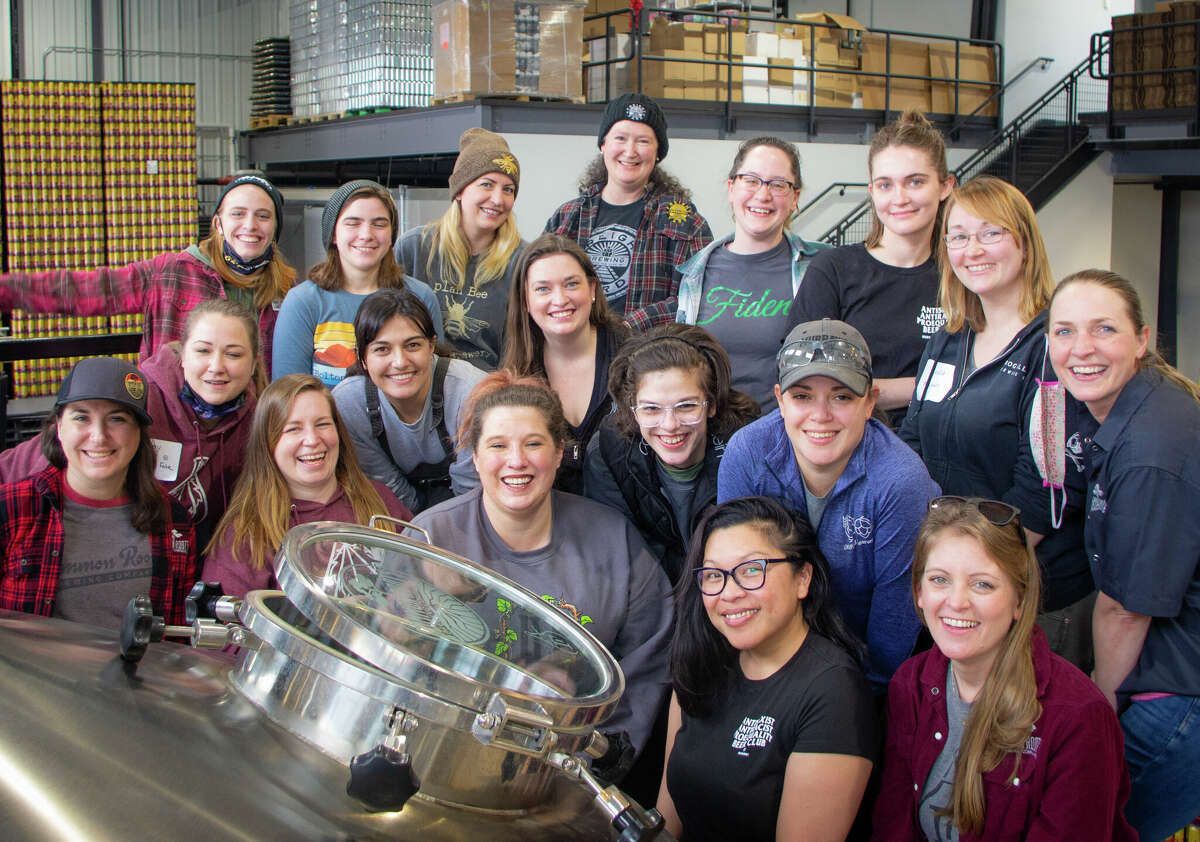 Women gathered for the Pink Boots Society Upstate NY chapter brew day on Tuesday, February 8, 2022 at the Common Roots Brewery in Glens Falls.