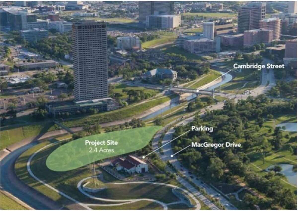 This rendering shows the new McWilliams Dog Park, along Brays Bayou in Hermann Park. The park will have the largest interactive water feature in a dog park in Houston.