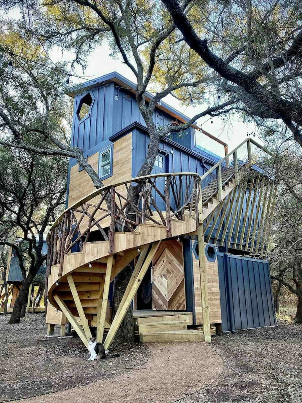 One of the features of the treehouse is its helical staircase. 