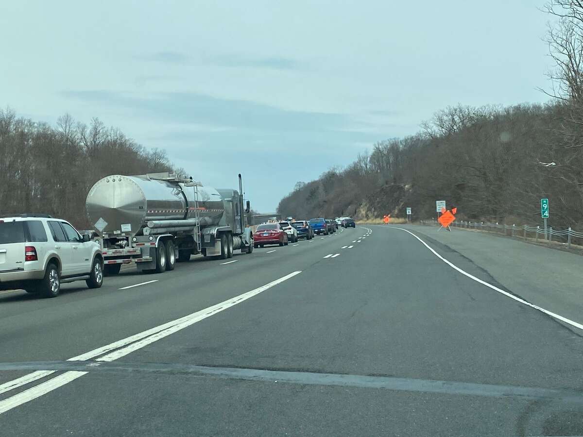 Police Landslide closes lane, drops rocks across Route 8 in Shelton