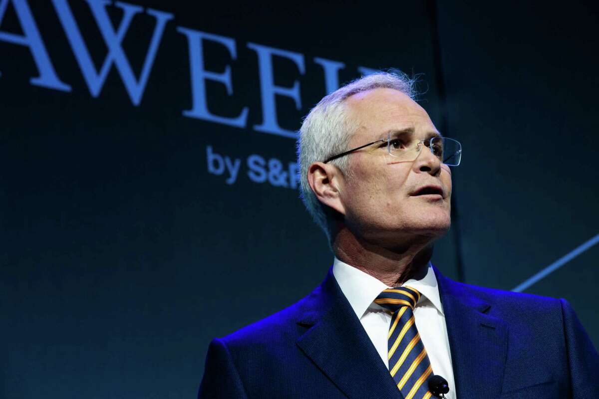 Darren Woods, Exxon Mobil Corp. Chairman and CEO gives a speech at the CERAWeek by S&P Global, Monday, March 7, 2022, in Houston.