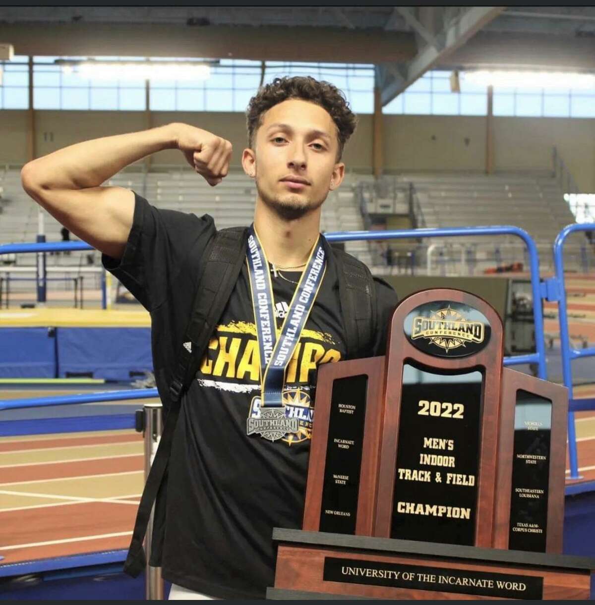 Former United Longhorn D’Carlo Calderon helped the UIW Cardinals capture their first Southland Conference Men’s Indoor Championship in school history.
