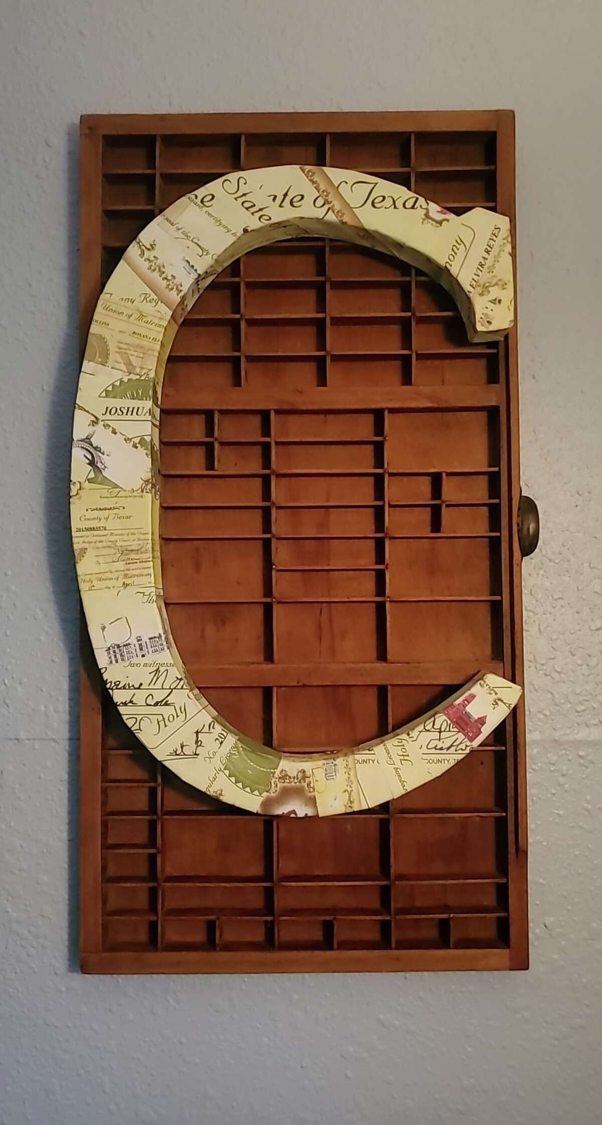 Roxana and Joshua Collins loved the marriage license so much that they enlarged it to the size of a poster, cut it into strips and added it to a monograph initial of their last name. It’s displayed prominently in their house.