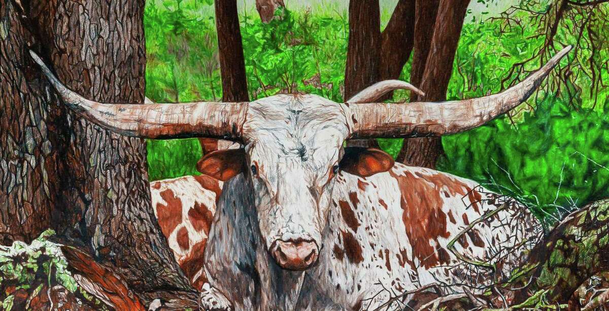 “Transcendental,” a drawing of a longhorn by Clear Falls High School student Cara Vajdos, 18, won best of show in Clear Creek ISD and was scheduled to be auctioned March 13 at the Houston Livestock Show & Rodeo.