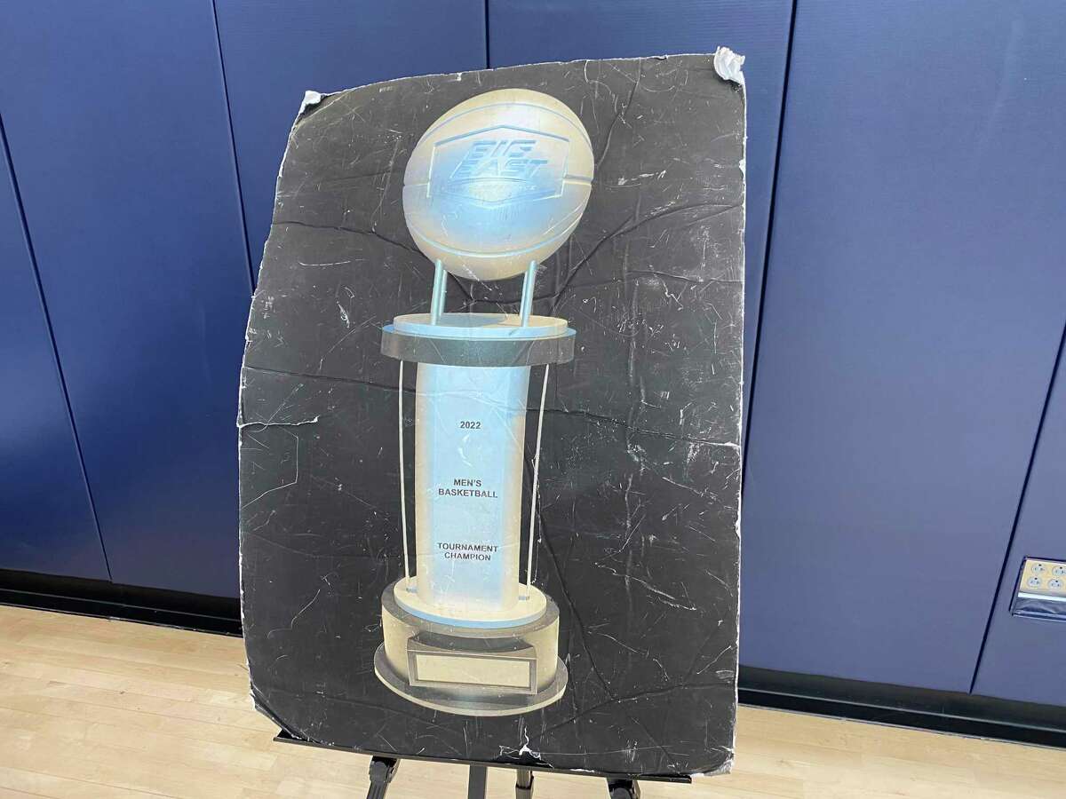 UConn has brought a life-sized cardboard replica of the Big East trophy everywhere its gone this season, including road trips.