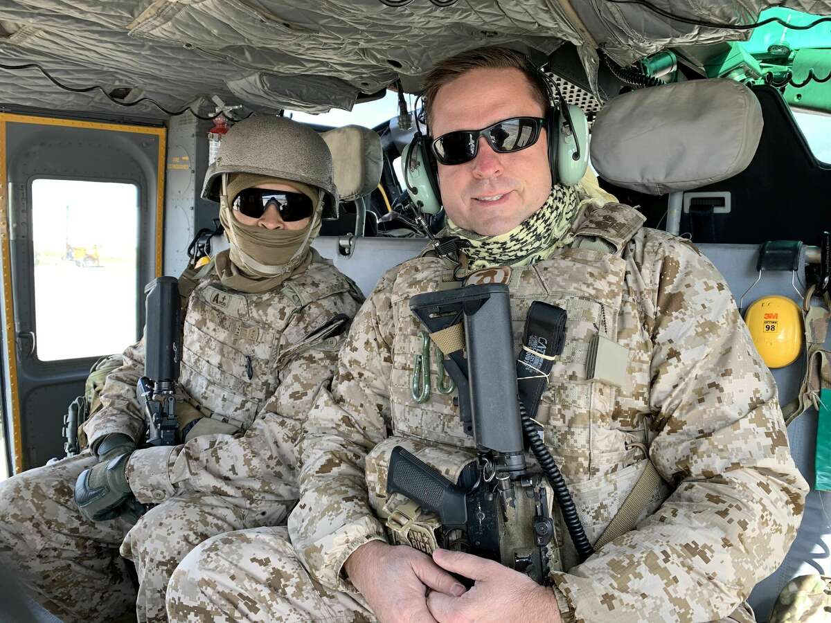 Orange County Executive Steven Neuhaus, right, while serving in Iraq with the U.S. Navy. The Hudson Valley Republican politician is being deployed to Europe.