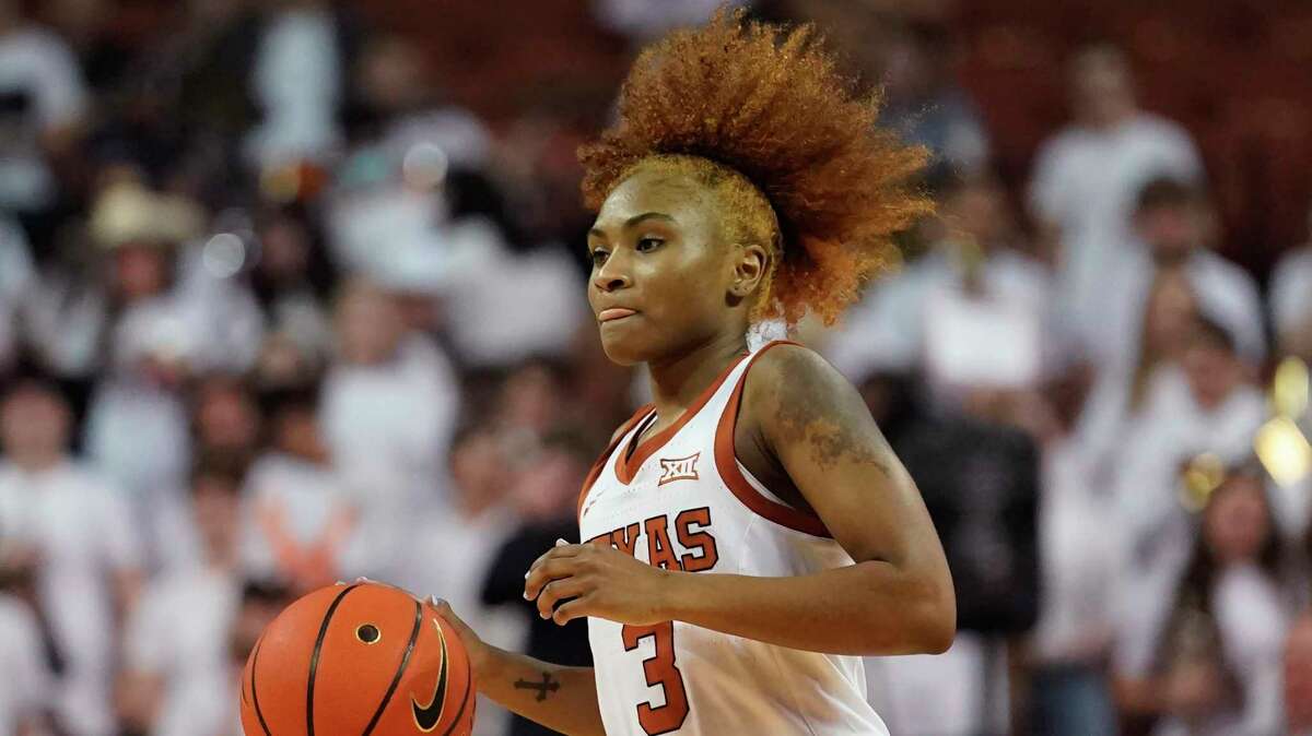 Texas guard Rori Harmon (3) during the second half of an NCAA college basketball game against Oklahoma State, Saturday, March 5, 2022, in Austin, Texas. (AP Photo/Eric Gay)