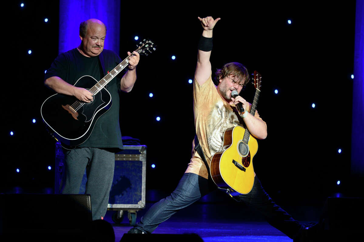Actors/musicians Kyle Gass (L) and Jack Black of Tenacious D perform at KROQ Presents Kevin & Bean's April Foolishness at The Shrine Auditorium on April 4, 2015 in Los Angeles, California. 