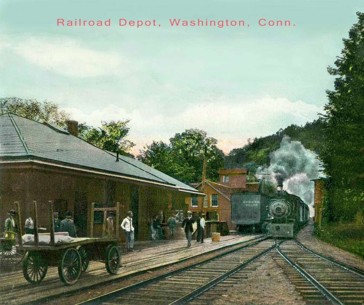 The Gunn Historical Museum and the Danbury Railway Museum will co-sponsor the guest lecture “The History of the Shepaug Railroad” with Col. Donald A. Woodworth, Jr., USAF (Ret). Pictured is the Washington Depot Train Station, circa 1910.