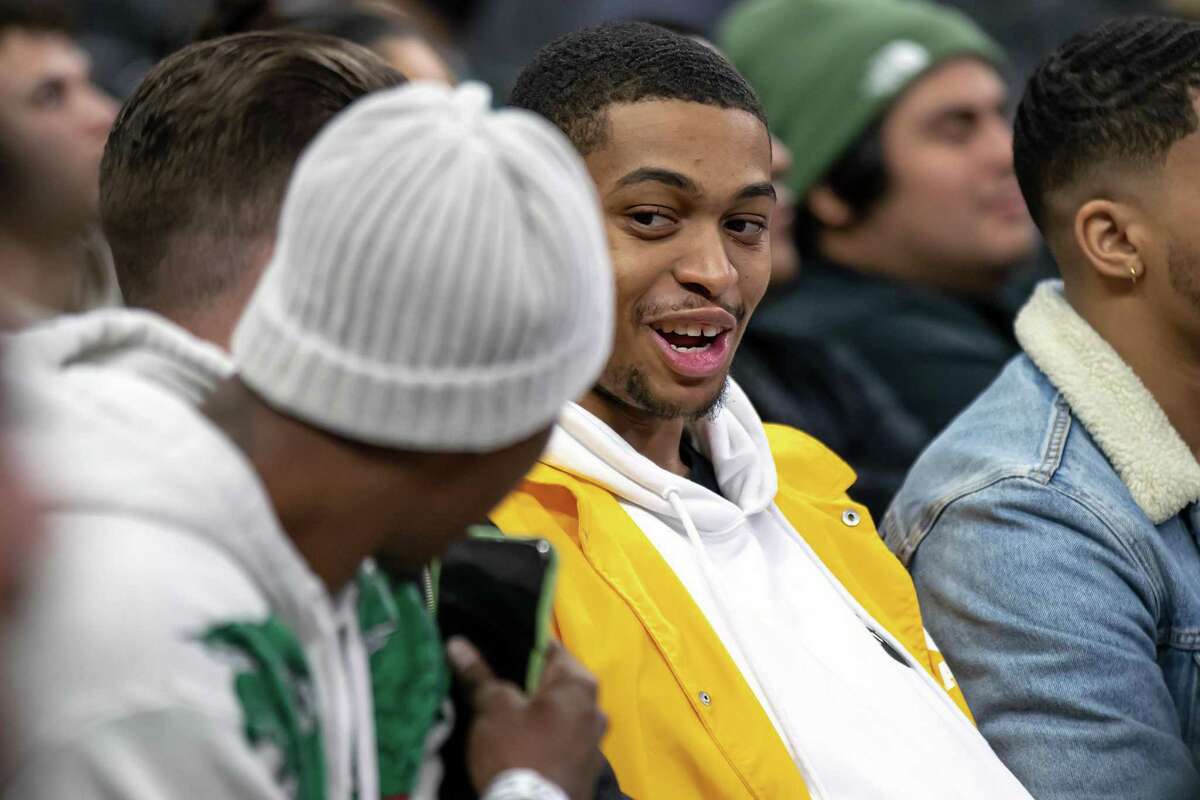 Keldon Johnson was among several Spurs players who attended Tuesday’s G League game at the AT&T Center in support of the Austin Spurs.