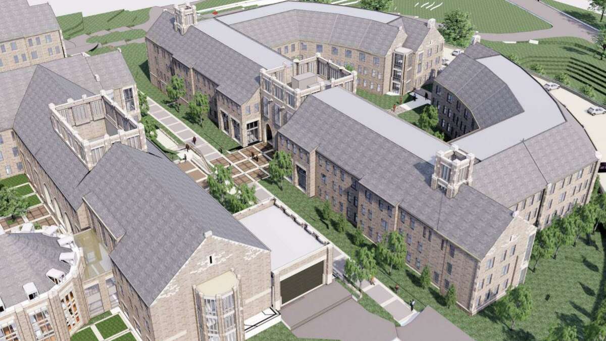 Sacred Heart University requested and was granted a zoning regulation amendment and a special exception permit to create freshmen housing on Jefferson Street. The building on the right are the proposed dorms.