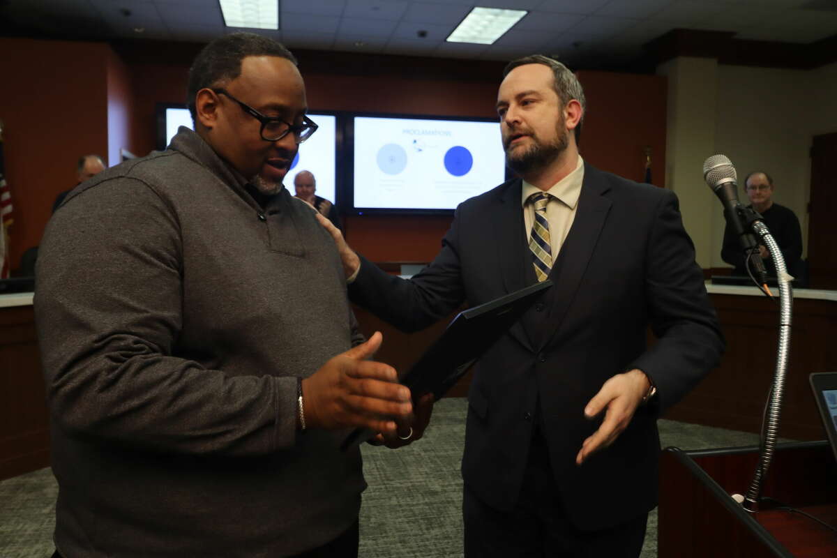 The Mayor of Dickinson, Sean Skipworth, honored a Lobit Middle School bus driver Patrick Rogers, of Dickinson ISD, on Tuesday March 8, 2022 for his "heroic" efforts saving all of his students and himself from his bus that caught on fire. March 9, 2022 is now known as "Mr. Pat Day."