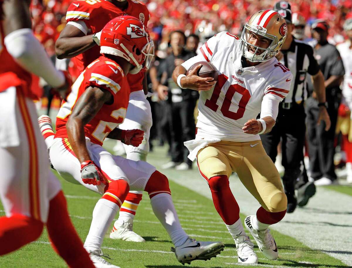 Jimmy Garoppolo blocked Vikings LB Anthony Barr right on his butt 