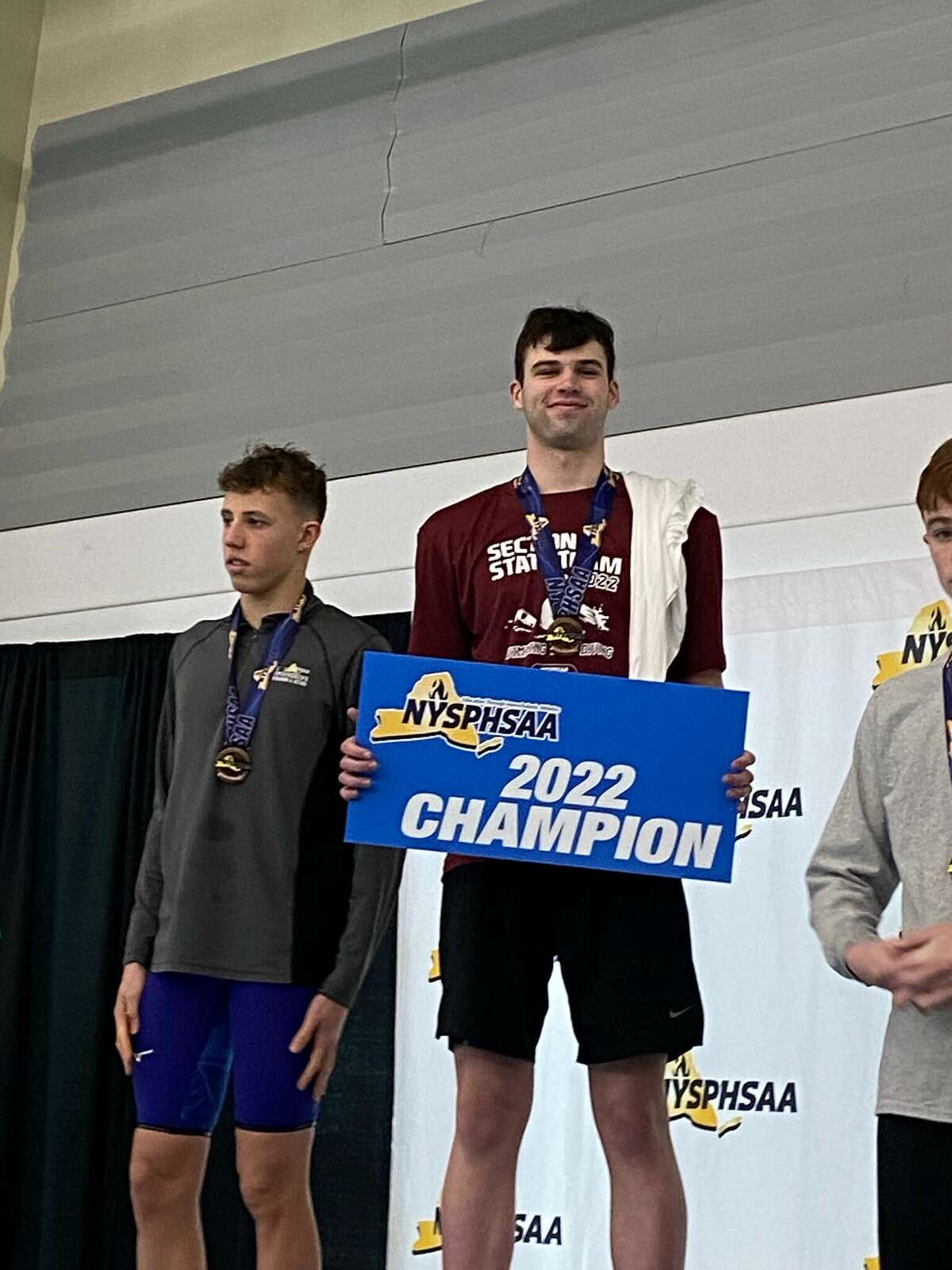 Burnt Hills/Scotia swimmer Sam Brown won the 100 backstroke at the state meet at Ithaca College and was a member of the winning 200 medley relay.