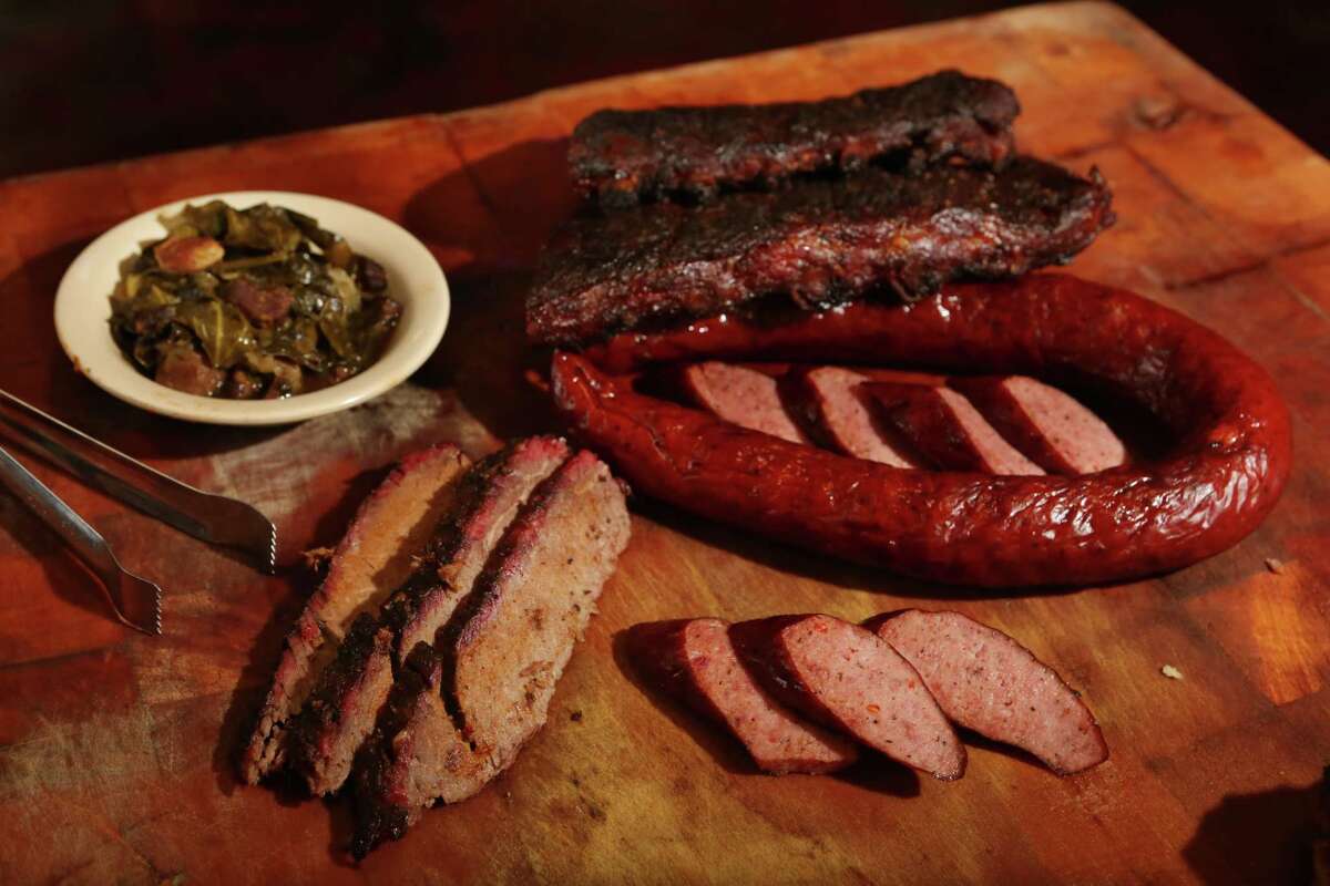 Sausage, brisket, ribs, and sides from Jackson Street BBQ in downtown.