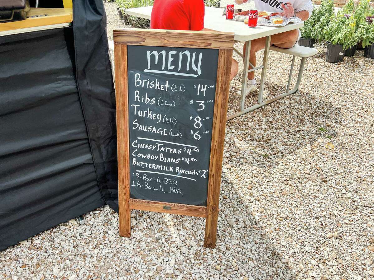 Menu at Bar-A-BBQ pop-up in Montgomery