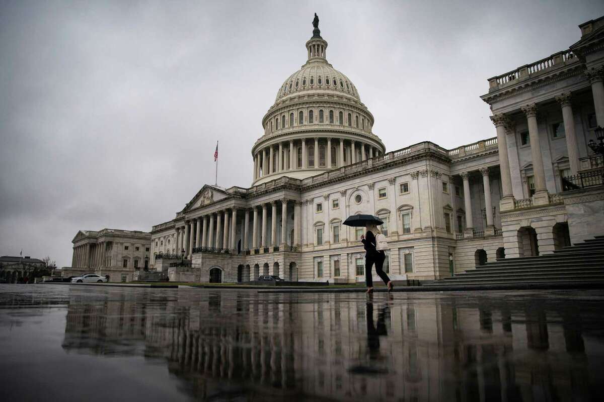 The U.S. Capitol in Washington, D.C., U.S., on Wednesday, March 9, 2022. Democrats and Republicans in Congress struck a deal on a long-delayed $1.5 trillion spending bill that would fund the U.S. government through the rest of the fiscal year and provide $13.6 billion to respond to Russias invasion of Ukraine. Photographer: Al Drago/Bloomberg
