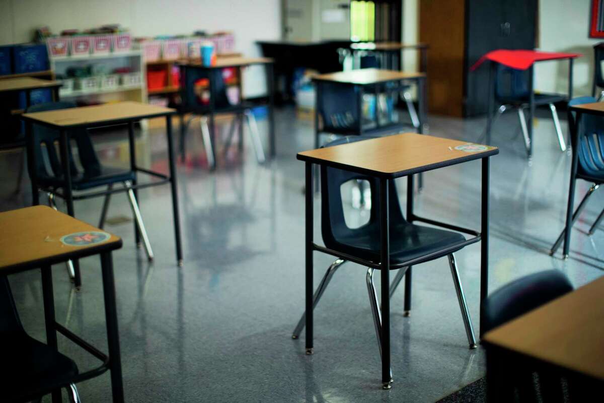 Empty LA Morgan Elementary School fourth grade during COVID-19 pandemic on Thursday, Sept. 3, 2020, in Galveston.
