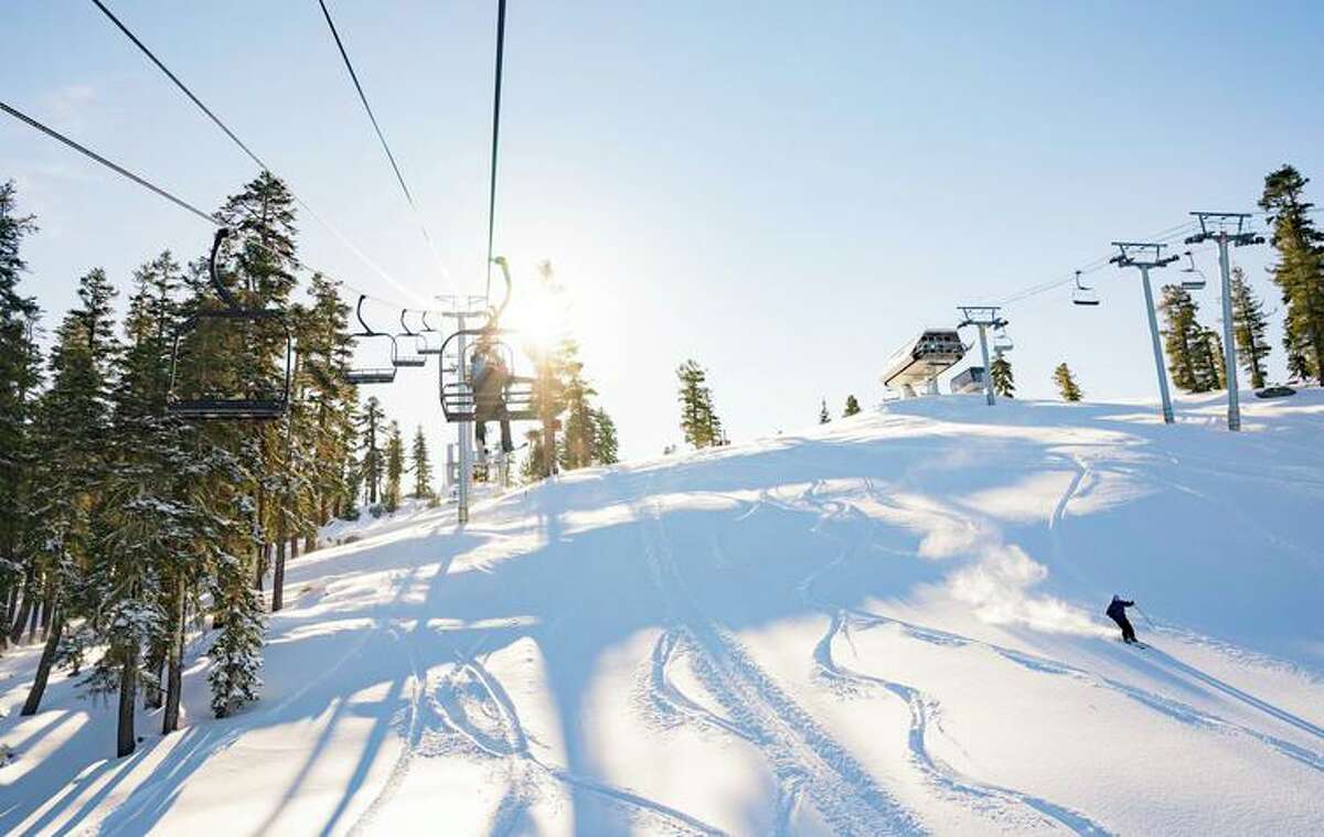 Sierra-at-Tahoe ski area, seen before the Caldor Fire, will celebrate its 75th anniversary in April.