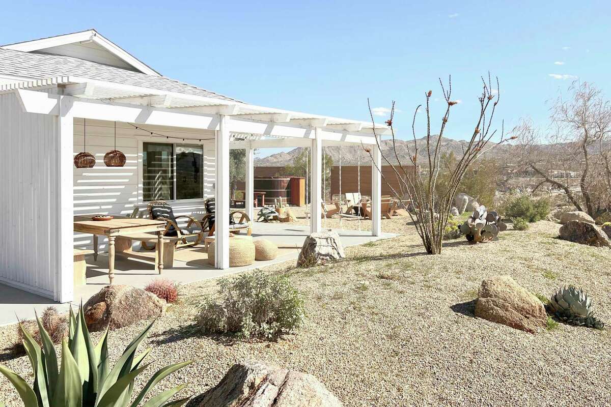 A Yucca Valley rental home owned by Britt Nelson and Kyle Johnson, who purchased and fixed it up in 2017. The couple now own three properties in Southern California's High Desert.