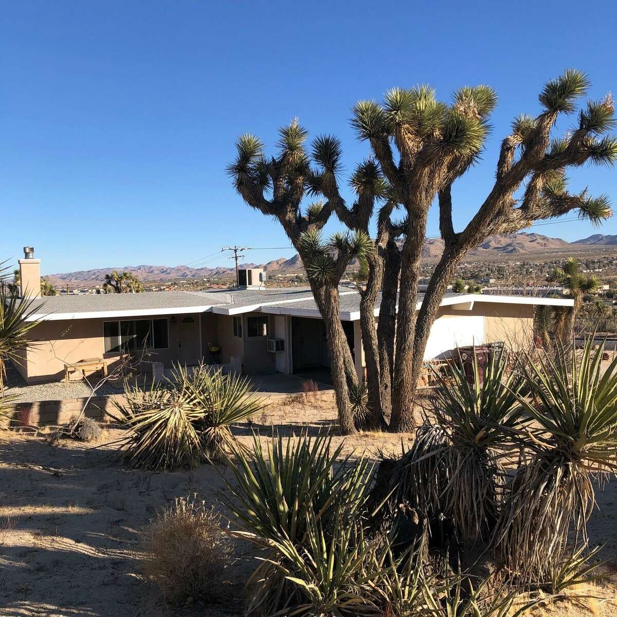 The home of Alexander Aquino-Kaljakin and Che Hurley, who moved with their kids to Yucca Valley in Southern California's High Desert from Los Angeles a year ago.