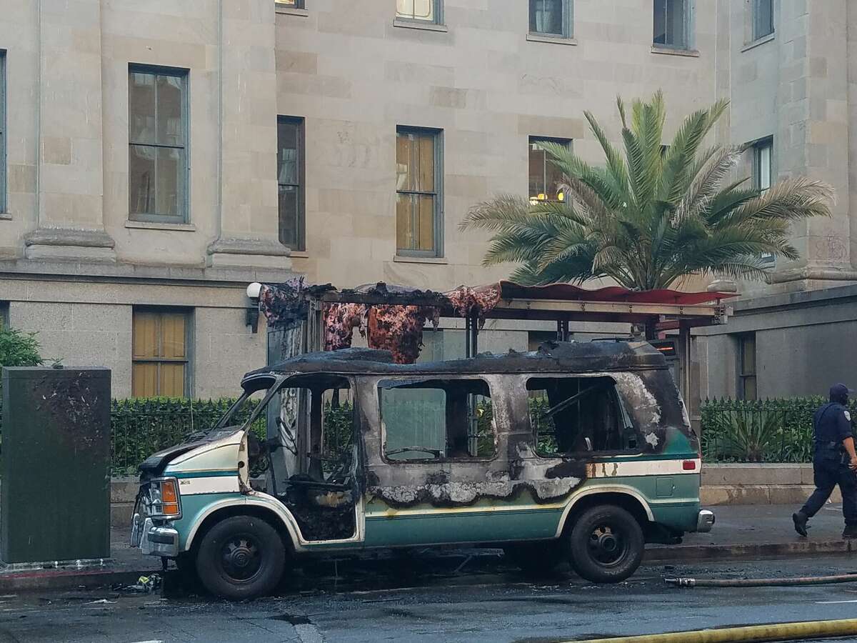 Van seen on fire in downtown San Francisco