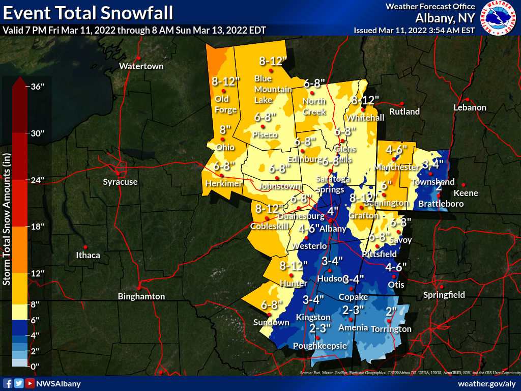 Snow forecast for Albany, Saratoga, Troy and the Hudson Valley